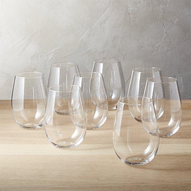 set of 8 true stemless wine glasses