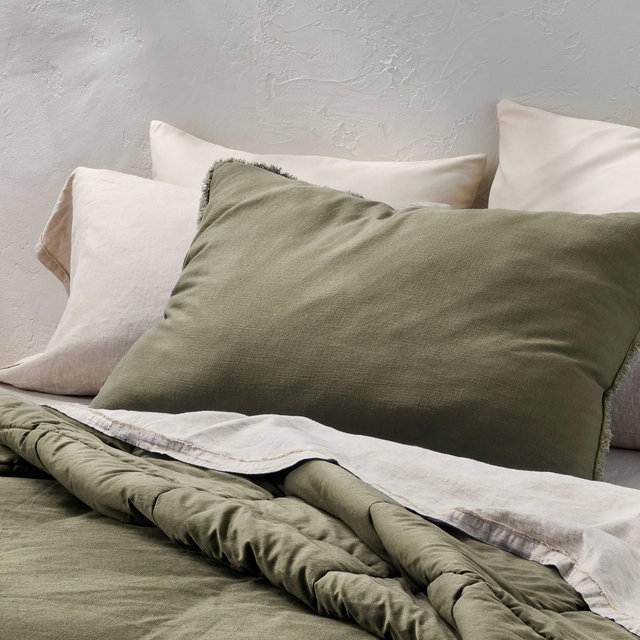 King Euro Heavyweight Linen Blend Decorative Throw Pillow Olive Green - Casaluna™