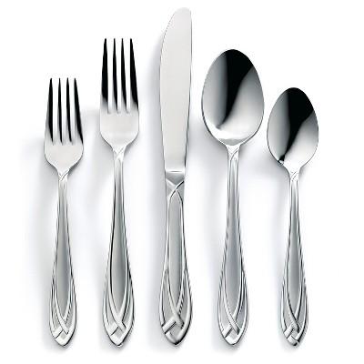 Hampton 54pc Stainless Steel Signature Lace Frosted Silverware Set with Caddy