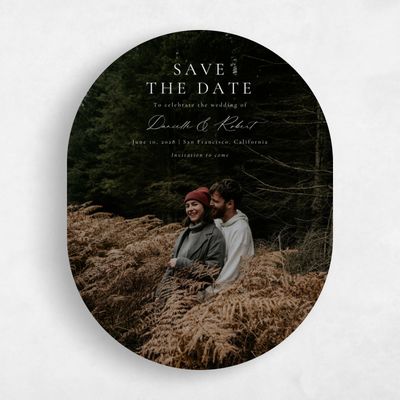 White Oval Wedding Save the Date - Dane Photo