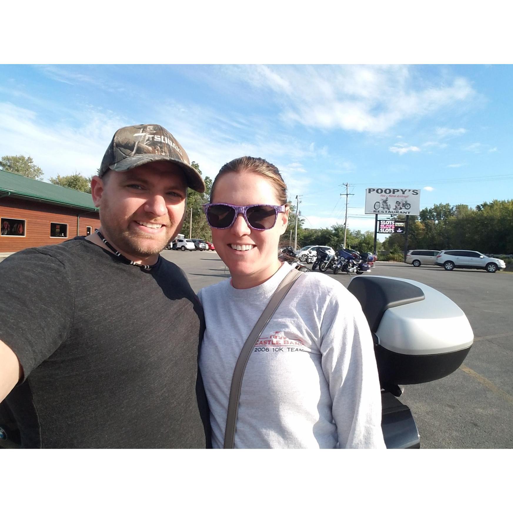 Steph's first long ride... to Poopy's Biker Bar in Savanna, IL