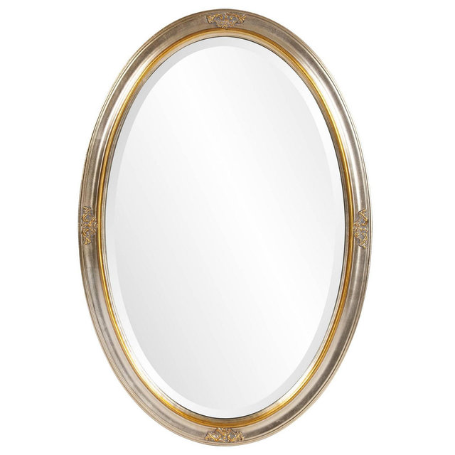 Howard Elliott Carlton Gold Wood Framed Oval Wall Mirror: Modern Style, No Assembly, Wall Mount