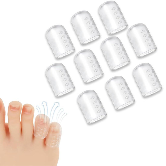 Silicone Anti-Friction Toe Protector, Silicone Toe Protectors, Gel Toe Protectors, Breathable Little Toe Covers, Blisters, Calluses, and Corns Protection (10PC)