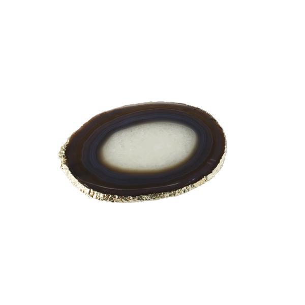 Thin Natural Agate Trivet with Silver