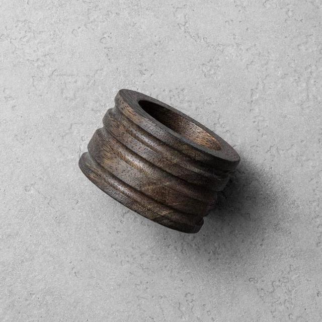 4pc Distressed Wood Napkin Ring Set Black - Hearth & Hand™ with Magnolia