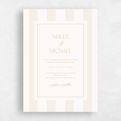 Linen, Beige Wedding Invitation - Cancun Portrait
