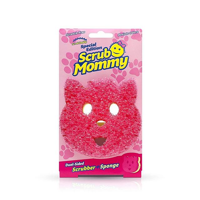 Scrub Daddy Dual-Sided Sponge and Scrubber - Scrub Mommy Special Edition Cat Shape - Scratch Free, Odor Resistant, Multi-Surface, Soft in Warm Water, Firm in Cold, FlexTexture, Dishwasher Safe - 1 ct