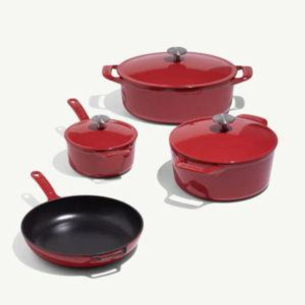 Enameled Cast Iron Set 7-Piece · Made In Red