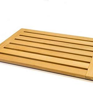 Home Fundamentals 100% Natural Teak Wood Shower Mat Sealed Non Slip 23in x 15.75in x 1in