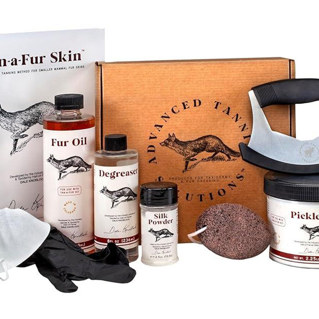 Tan-a-Fur Skin Kit by Advanced Tanning Solutions - Deluxe Tanning Set for Squirrel, Rabbit, Fox, Raccoon, Coyote Skins, Professional Finish