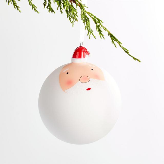 Jolly Santa Ball Ornament with Ceramic Hat
