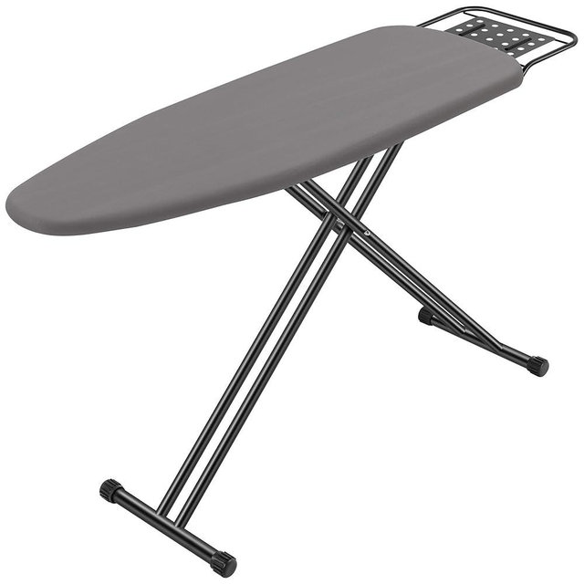 Jakeefud Full Size Ironing Board 47" X 15" with Heat Resistant Cover and Thicken Felt Pad, Safety Iron Rest, Anti-Skid Feet, Height Adjustable, Heavy Duty