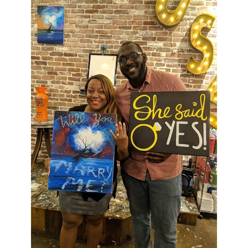 He surprised me during a date night at Muse Paint Bar.
