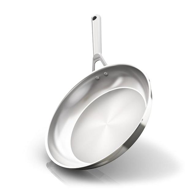 Ninja C90030 Everclad Commercial-Grade Stainless Steel 12" Fry Pan, Tri-Ply Pans, Oven Safe to 600°F, PFAS Safe, All Stovetops & Induction Compatible, Stainless