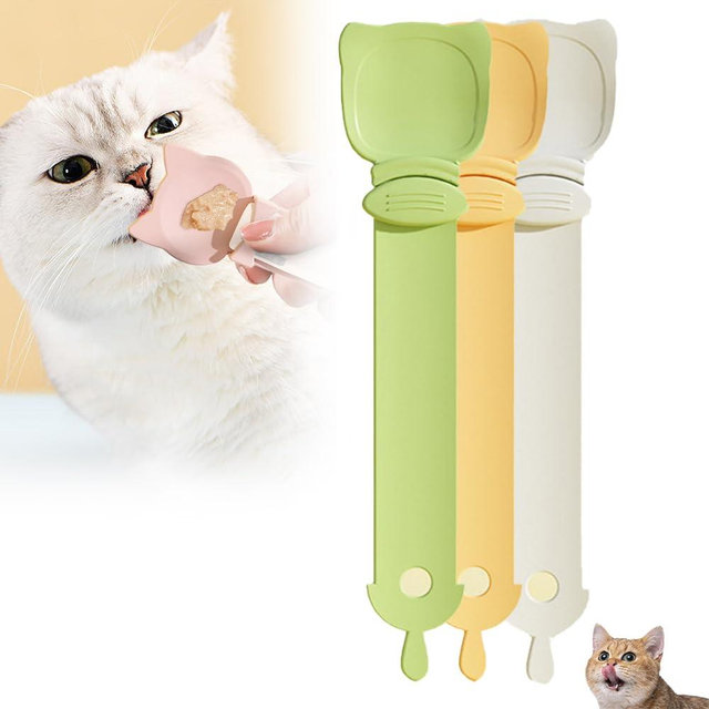2 in 1 Pet Cat Strip Snack Feeder,2025 Upgrade Squeeze Cat Treat Dispenser,Portable Cute Sliding Cat Strip Feeder,Creative Pet Supplies (3 Pcs (Mix Color))
