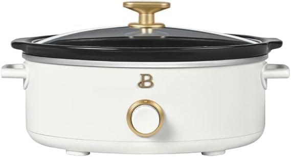 Drew Barrymore Beautiful 2.5 Qt Manual Slow Cooker, White Icing, Dip and Serve...