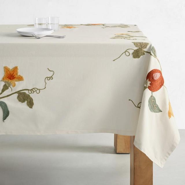 Harvest Embroidery Tablecloth, 70" X 108", Multi