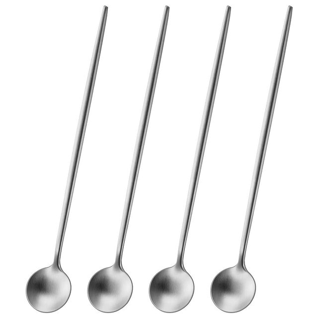 DEHOV 7.95 Inches SS18/10 Long Handle Iced Tea Spoons,Set Of 4 Satin Finishing Stainless Steel Long Spoons For Stirring Cocktail,Ice Cream,Milk,Iced Teaspoons Set
