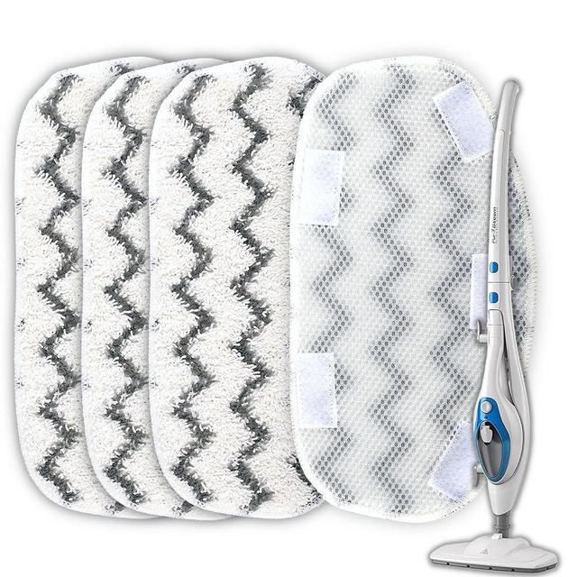F Flammi Heavy-Duty Steam Mop Replacement Pad for PurSteam ThermaPro 10-in-1, Microfiber Washable Reusable Pads (4 Pack)