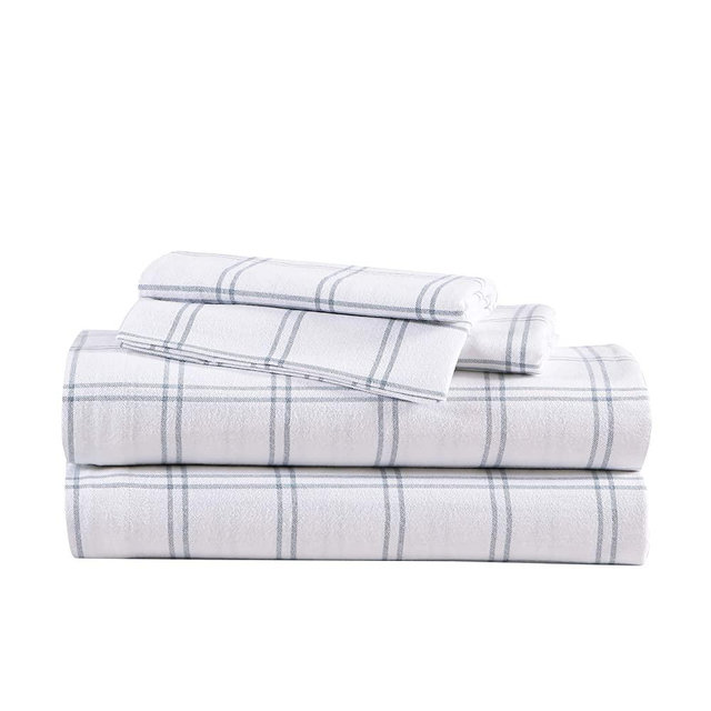Eddie Bauer - King Sheets, Cotton Flannel Bedding Set, Brushed for Extra Softness, Cozy Home Decor (Westridge Plaid, King)