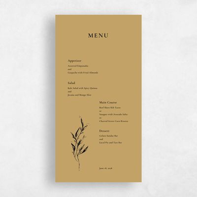 Dijon, Yellow Wedding Menu - Griffith