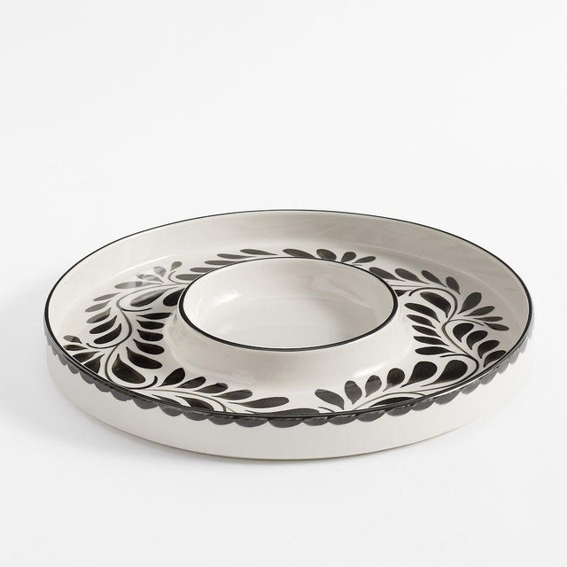 Puebla Chip & Dip Server - Black/White