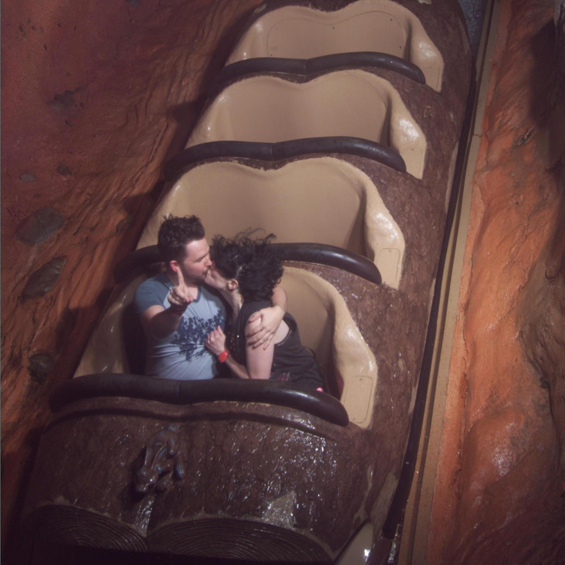 When you have an empty flume on Splash Mountain, you take a fun picture.