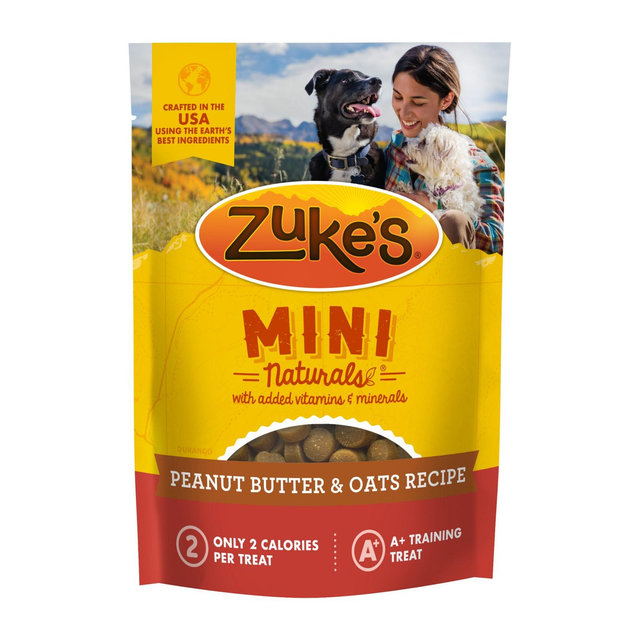 Zukes Mini Naturals Peanut Butter & Oats Recipe Chewy Training Dog Treats - 6oz