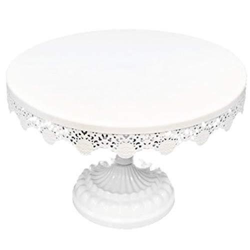 10 Inch Metal Lace Cake Stand Round Cupcake Stands Metal Dessert Display (white)