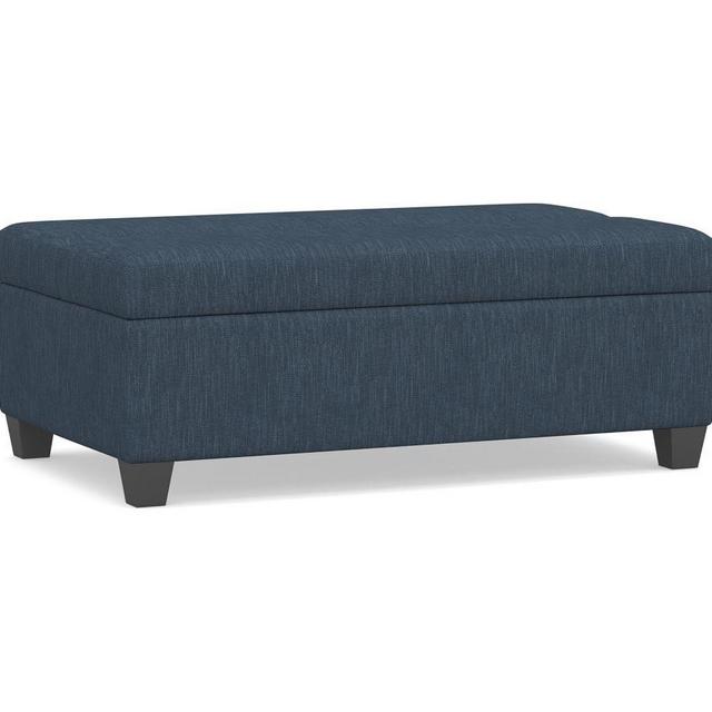 Luna Upholstered Ottoman Sleeper, Polyester Wrapped Cushions, Performance Heathered Tweed Indigo