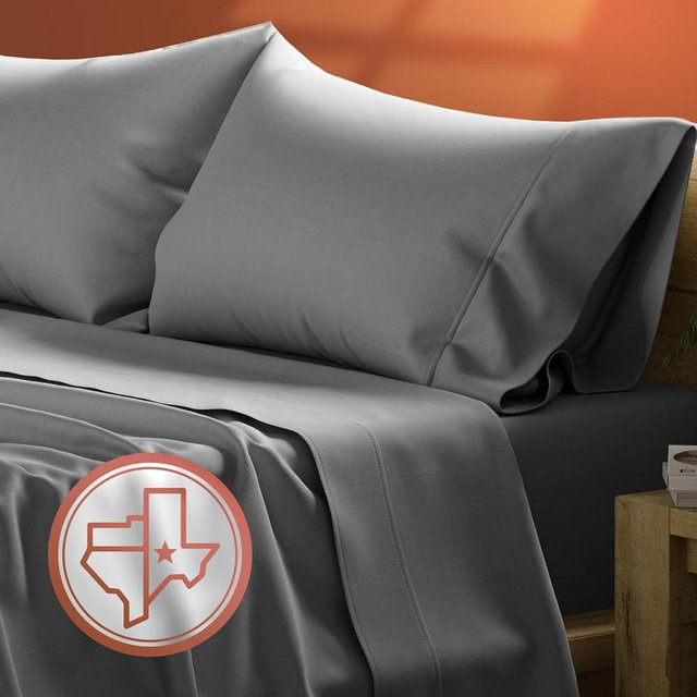 Pure Egyptian King Size Cotton Bed Sheets Set (King, 600 Thread Count) Grey Sheets and Pillow Cases (4 Piece) – Egyptian Cotton Sheets King Size Bed- Sateen Weave Sheets - 16” King Deep Pocket Sheets