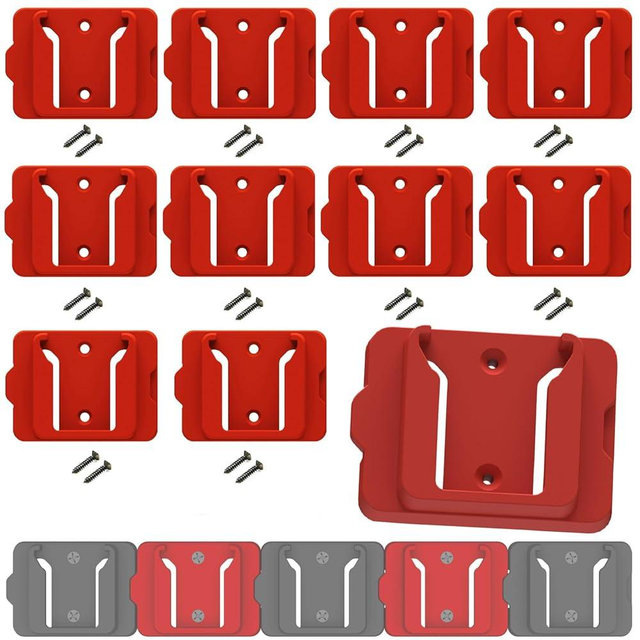 Gijok Battery Holder for Milwaukee 18 18V Battery (No Battery), 10Packs Wall Mount Batteries Storage for Wall, Work Van, Shelf, Toolbox