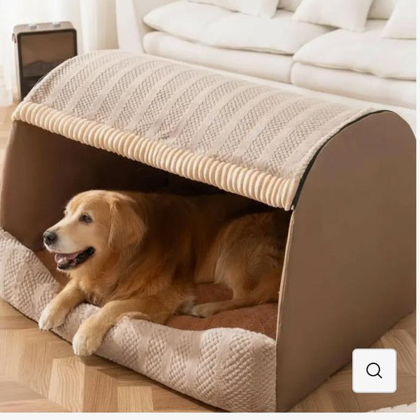 Cozy Cabin Portable Semi-Enclosed Dog Bed with Roof Warming And Durable
