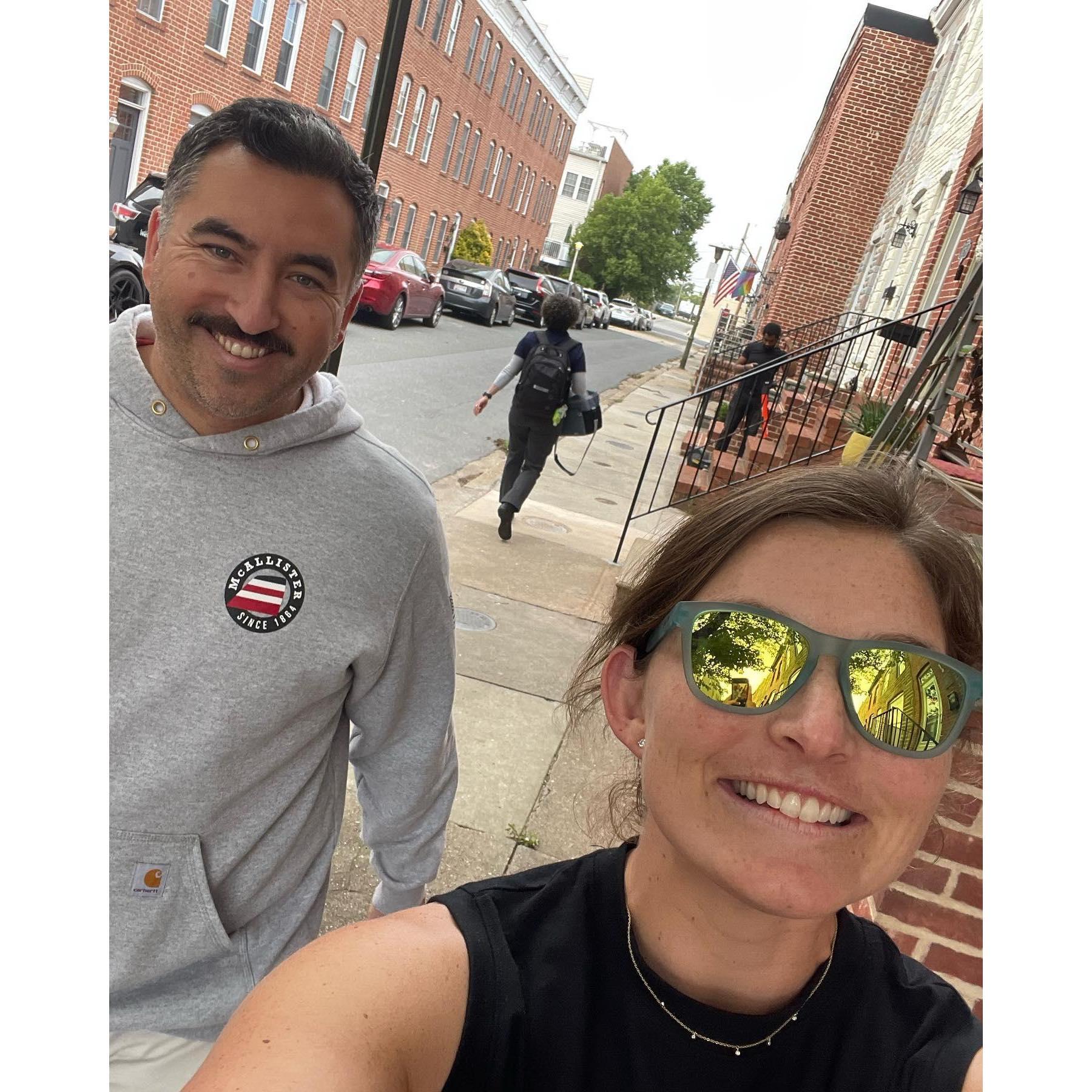 On the way to dinner on the day we got engaged in Baltimore, MD. June 2023