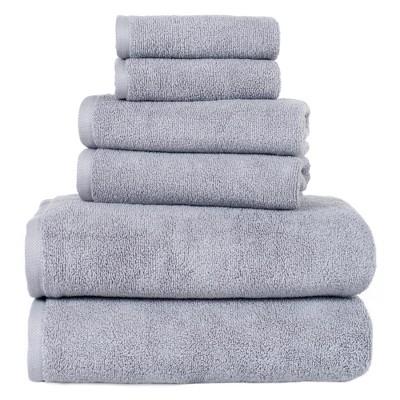 Solid Bath Towels And Washcloths 6pc Silver - Yorkshire Home