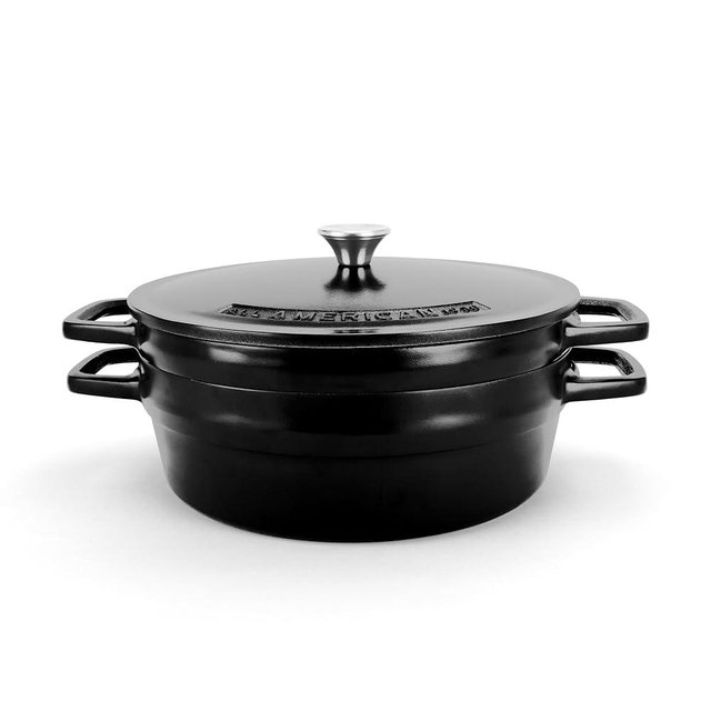 All American 1930 - Dutch Oven - The Complete Set, Black Onyx - 7.75qt Capacity - Ideal for Family Meals & Versatile Cooking - Non Stick & PFAS Free - Made in the USA