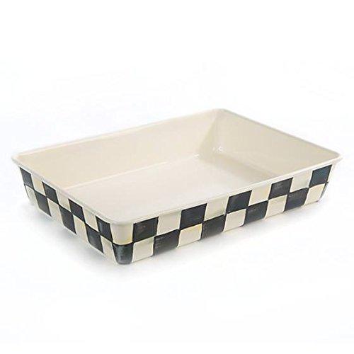 Rectangular Baking Pan – Stainless Steel Enamel Courtly Check Black and White - 9” Wide 13 Long and 2.25” Deep Bakeware Sheet by MacKenzie-Childs