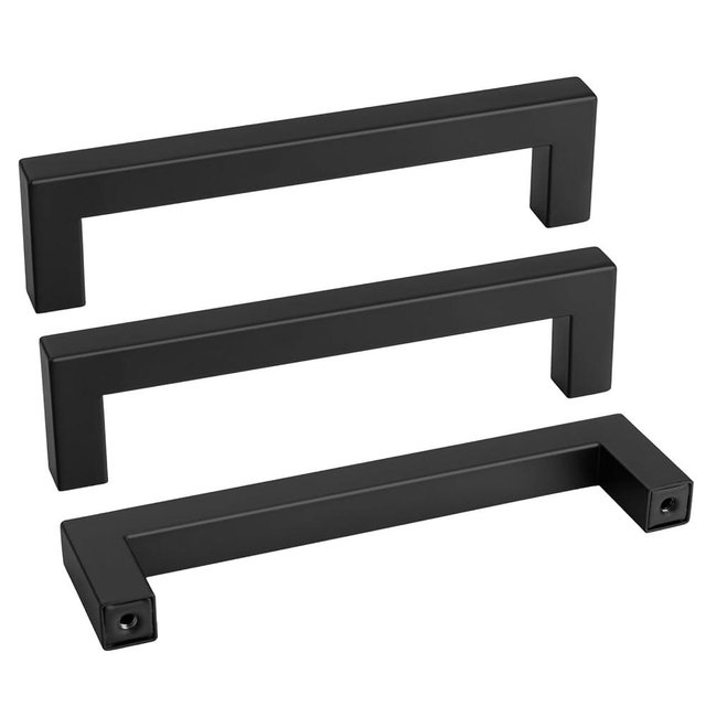 Goldenwarm 30 Pack 5 Inch Black Cabinet Handles Matte Black Drawer Pulls Stainless Steel Cabinets Hardware Square Bar Modern for Kitchen Bathroom Cupboard