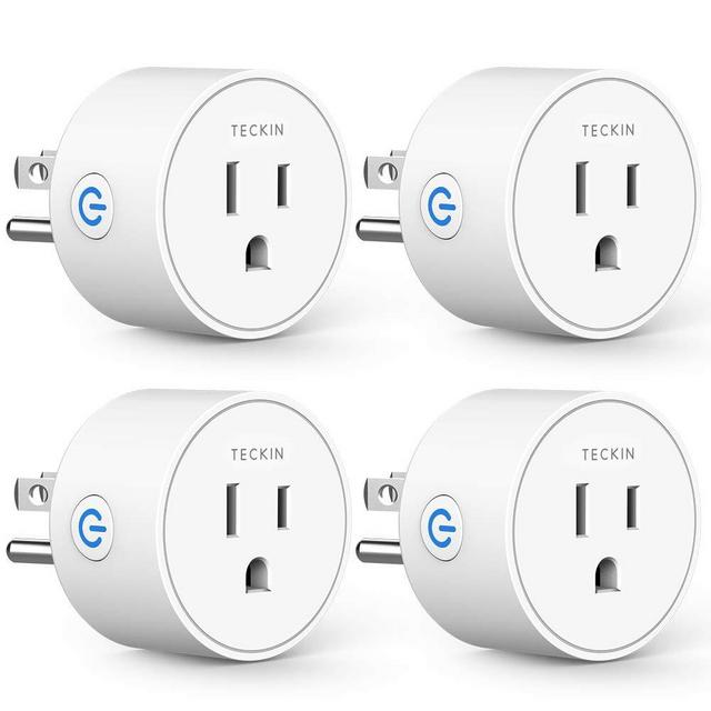 Smart Plug Works with Alexa Google Assistant IFTTT for Voice Control, Teckin Mini Smart Outlet Wifi Socket with Timer Function, No Hub Required, White FCC ETL Certified