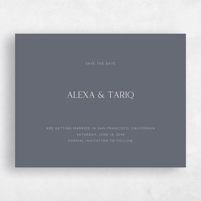 Dark Slate, Blue Wedding Save the Date - Sharpe Classic