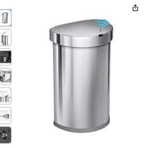 Simplehuman 45L Semi-Round Sensor Trash Can, Stainless Steel