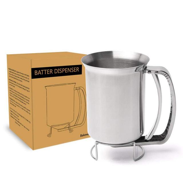 Stainless Steel Pancake Cupcake Batter Dispenser - Great for Cupcakes Belgian Waffles Crepes Muffin Baking (800ml)