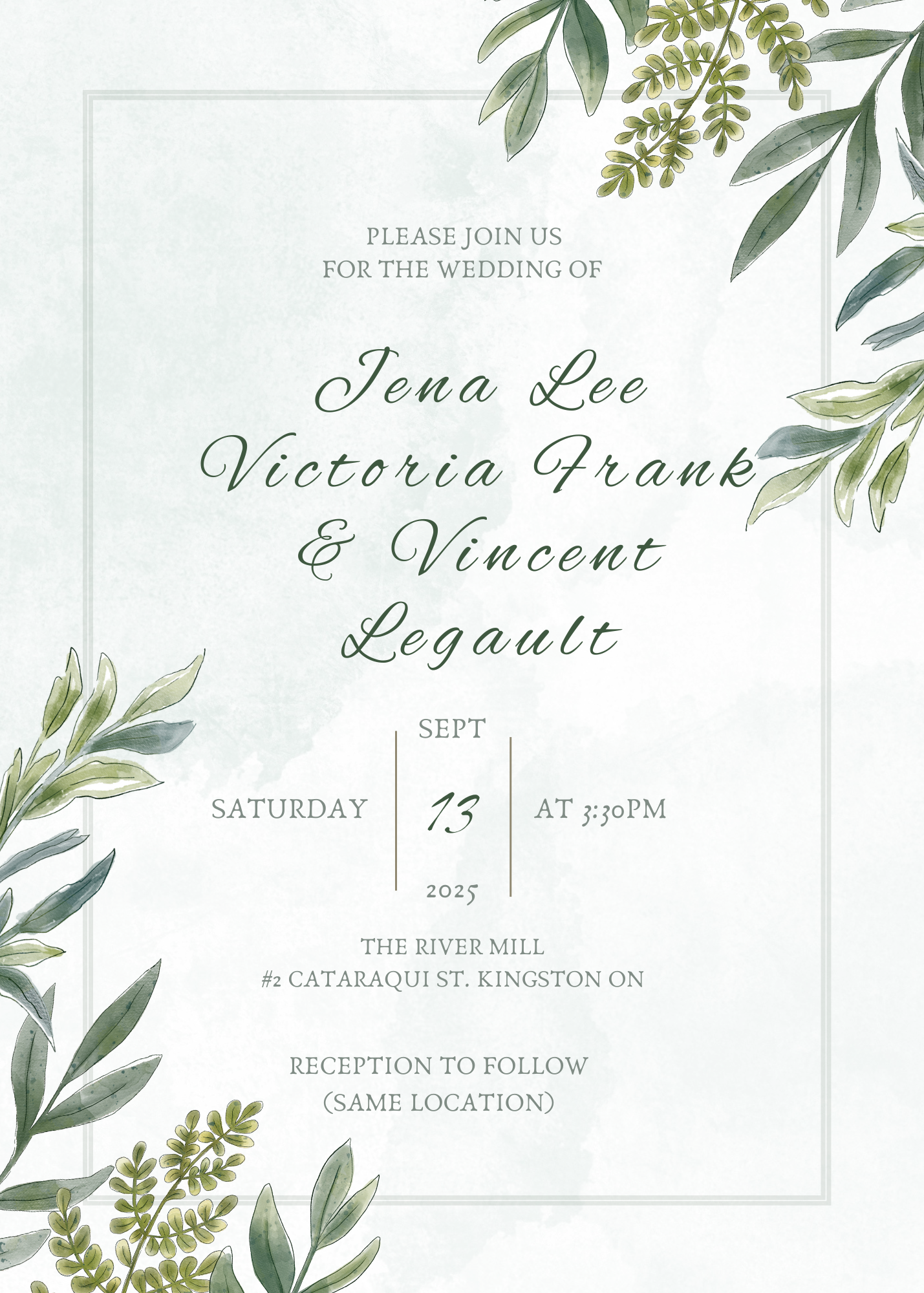 The Wedding Website of Vincent Legault and Jena Lee Victoria Frank