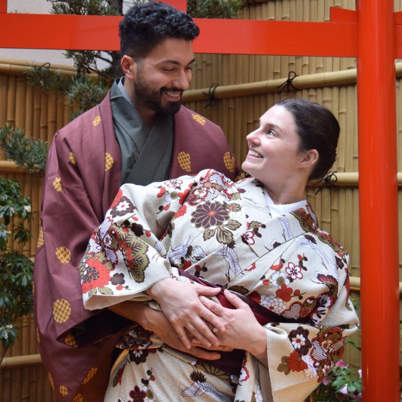 Jordan and Kayla at a traditional tea ceremony in Kyoto, Japan.