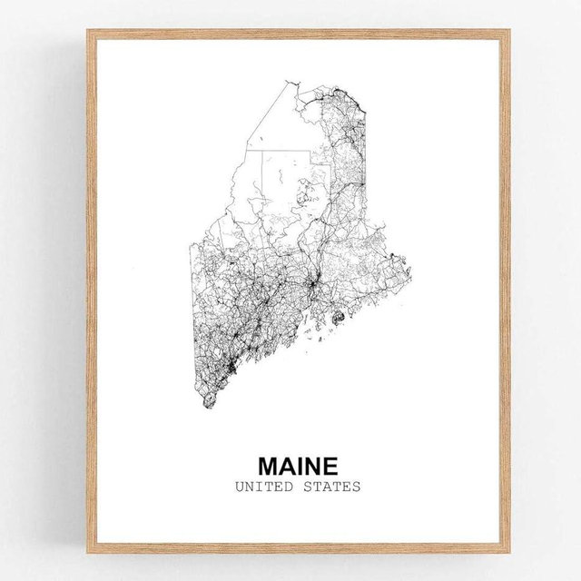 Eleville 8X10 Unframed Maine United States Country View Abstract Road Modern Map Art Print Poster Wall Office Home Decor Minimalist Line Art Hometown Housewarming wgn176