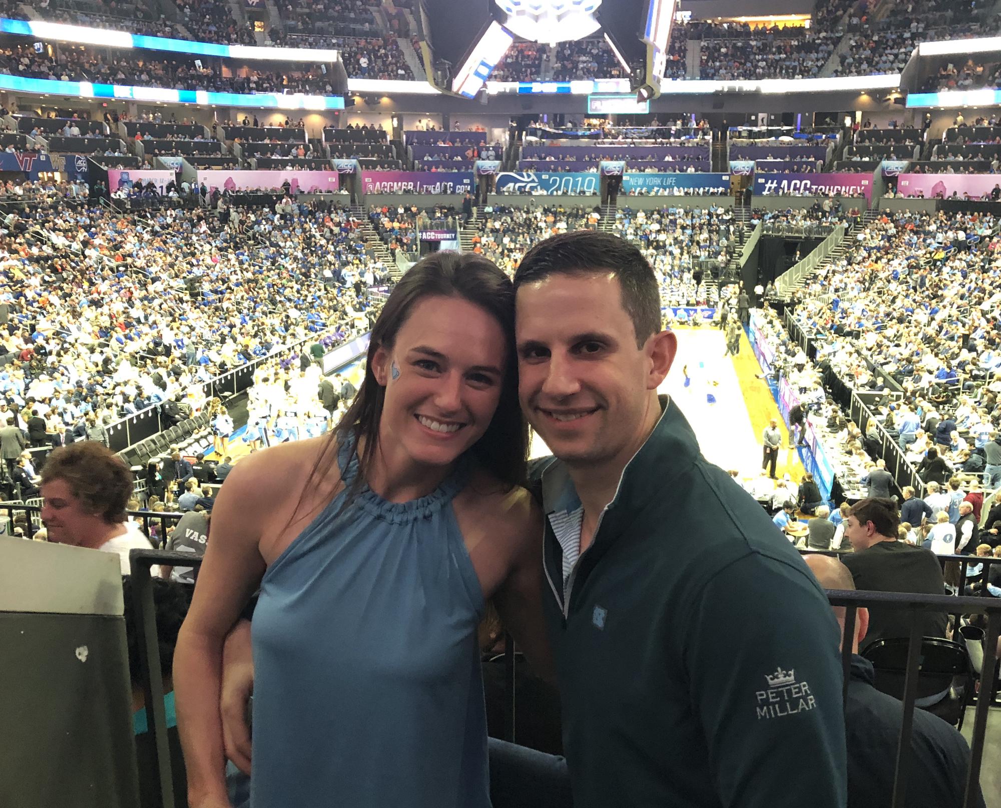 Our first picture together! We went to the ACC quarterfinals in Charlotte. Awesome time, despite our Tarheels and Hokies not making it to the final, many games ahead together fortunately...