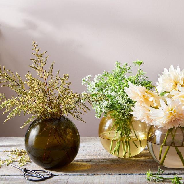"Smoke" "Small" Spherical Glass Vase