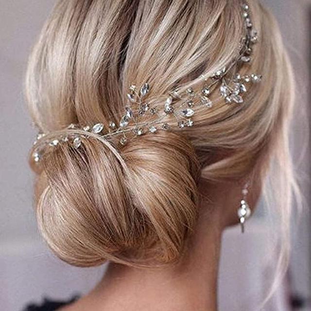 Unicra Bride Wedding Rhinestone Hair Vine Bridal Silver Hair Piece Crystal Headband Hair Accessories for Women and Girls (17.7inches) (Silver)