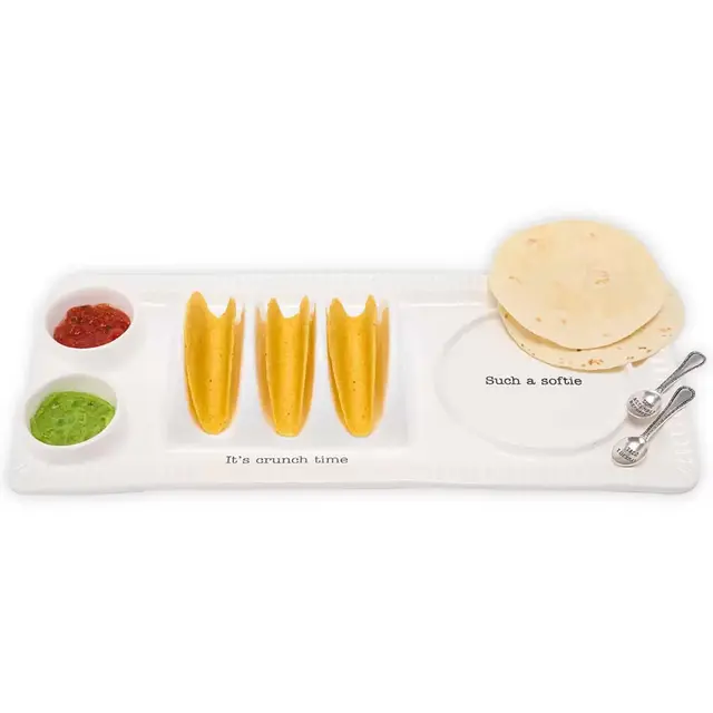 Mud Pie® 3-Piece Tray and Spoons Taco Party Set in White