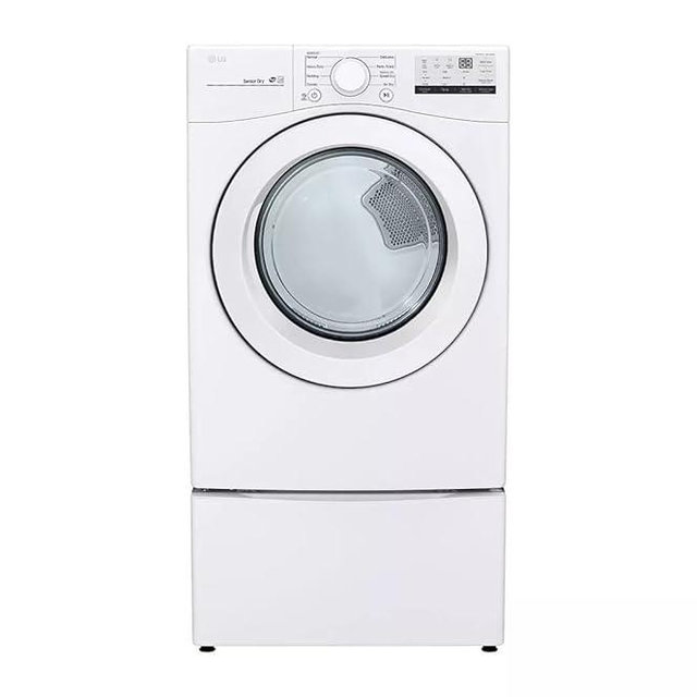 LG 7.4 Cu. Ft. Vented Stackable Gas Dryer in White with Sensor Dry